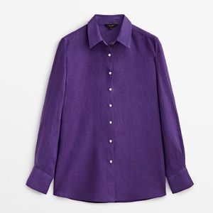 NWT Massimo Dutti linen shirt purple size 6